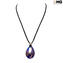 Collier pendentif et boucles d'oreilles Parure Drop - Bleu - Verre de Murano original