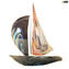 Sail boat - sculpture in chalcedony - Original Murano Glass OMG