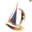 Segelboot - Skulptur aus Chalzedon - Original Murano Glass OMG