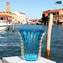 꽃병 Vulcano 라이트 블루 - 골드 - 오리지널 Murano Glass OMG