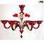 Venezianischer Kronleuchter Dasy Rot und reines Gold - Muranoglas