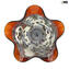 Drop Bowl Murrine Millefiori -  Amber Glass and Silver