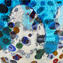 Drop Plate Murrine Millefiori - 淺藍色玻璃和銀色