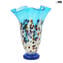Tulipano Light Blue - Florero de flores - Cristal de Murano Millefiori