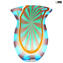 Multicolor Wide Vase - Battuto - Blown Vase - Original Murano Glass