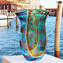 Mehrfarbige Breite Vase - Battuto - Geblasene Vase - Original Muranoglas