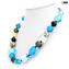 Collana Noemi Azzurro - Con foglia oro - Vetro di Murano Originale OMG