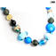 Collana Noemi Azzurro - Con foglia oro - Vetro di Murano Originale OMG