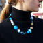 Collana Noemi Azzurro - Con foglia oro - Vetro di Murano Originale OMG