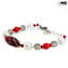 Bracciale nanga - rosso con avventurina - Vetro di Murano Originale OMG