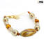 Bracelet nanga - ambre et or avec aventurine - Verre de Murano original