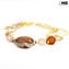 Bracelet Lucy - ambre et or avec aventurine - Verre de Murano original