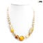 Necklace nanga - amber and gold with aventurine - Original Murano Glass