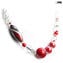 Halskette Nanga - Perlen rot mit Aventurin - Original Muranoglas OMG