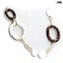 Collier Peros - anneaux blancs et marrons - Verre de Murano original