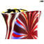 Vase multicolore peau de serpent - Battuto - Vase soufflé - Verre de Murano original