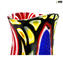 Pele de cobra em vaso multicolorido - Battuto - Vaso soprado - Vidro de Murano original