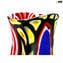 Vase multicolore peau de serpent - Battuto - Vase soufflé - Verre de Murano original