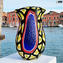 Vase multicolore peau de serpent - Battuto - Vase soufflé - Verre de Murano original