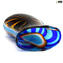 Florero Multicolor -azul- piel de serpiente - Battuto - Florero soplado - Cristal de Murano original