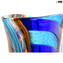 Multicolor Vase -blau- Schlangenhaut - Battuto - Geblasene Vase - Original Muranoglas