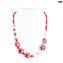 Halskette Boma - Silber und Rot - Original Muranoglas