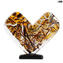 Cuore Pollock -  con oro 24 carati - Vetro di Murano originale Omg