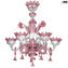Lampadario Veneziano - Regina - Rosa - Vetro di Murano