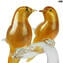 Pássaros Apaixonados - com ouro 24k - Escultura em vidro