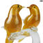 Oiseaux amoureux - avec de l'or 24 carats - Sculpture en verre