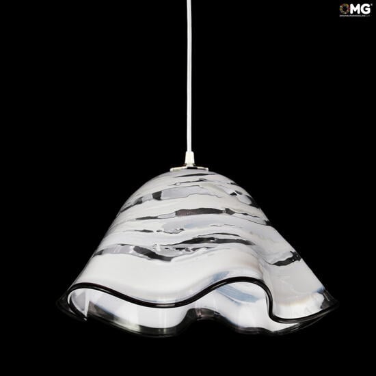 Hanging Lamp white Sbruffy Original Murano Glass