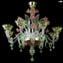 Venezianischer Kronleuchter Regina - grün und rosa - Original Muranoglas omg