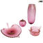 Centro de mesa rosa e dourado - Baleton - Vidro Murano Original OMG