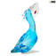 淺藍色 - 紅魚鵜鶘 - 玻璃雕塑 - 原穆拉諾玻璃 OMG