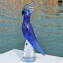 블루 앵무새와 은색 - 유리 조각 - 오리지널 Murano Glass OMG