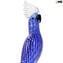 Blue Parrot and silver - Glass Sculpture - Original Murano Glass OMG