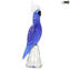 Perroquet bleu et argent - Sculpture en verre - Verre de Murano original OMG