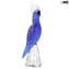 Blue Parrot and silver - Glass Sculpture - Original Murano Glass OMG