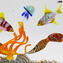Escultura Gran Acuario Octogonal - con Peces Tropicales - Cristal de Murano Original OMG