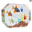 Große achteckige Aquariumskulptur - mit tropischen Fischen - Original Muranoglas OMG