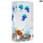 Acuario Escultura Rectangular - con Peces Tropicales - Original Cristal de Murano OMG