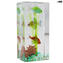 Aquário Escultura Retangular Pequena - com Peixes Tropicais - Vidro Murano Original OMG