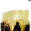 琥珀色と黒い溶岩-ナプキンの花瓶-オリジナルのムラノガラス