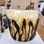 Amber and Black Lava - Napkins Vase - Original Murano Glass