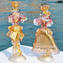 Paar Goldoni Skulptur Gold - Rosa - Venezianische Figuren Dame und Reiter Gold 24kt