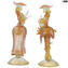 Paar Goldoni Skulptur Gold - Rosa - Venezianische Figuren Dame und Reiter Gold 24kt