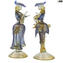 Pareja Goldoni escultura oro - Azul - Figuras venecianas Dama y Jinete oro 24kt