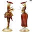 Sculpture Couple Goldoni or - Rouge - Figurines Vénitiennes Dame et Cavalier or 24kt
