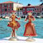 Pareja Goldoni escultura oro - Rojo - Figuras Venecianas Dama y Jinete oro 24kt