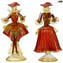 情侶 Goldoni 雕塑金 - 紅色 - Venetian Figurine Lady and Rider 金 24kt